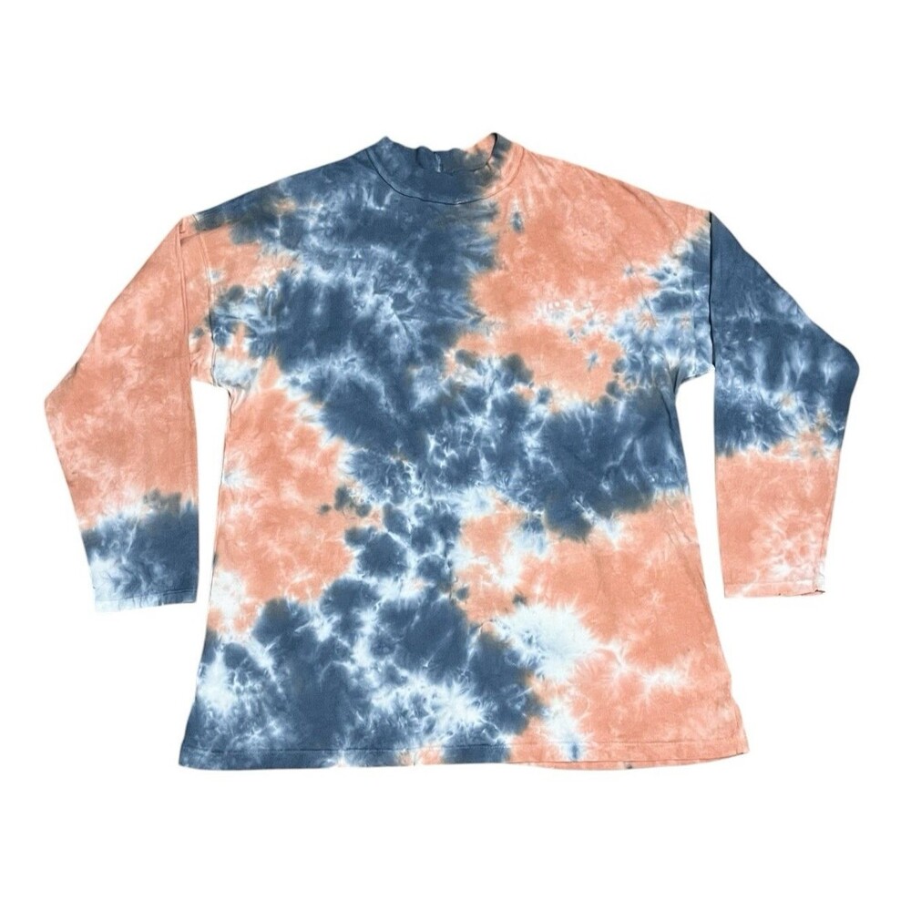FREE PEOPLE We The Free Tie Dye Long Sleeve Mock Neck Oversized Top Blue Peach S - Picture 3 of 6